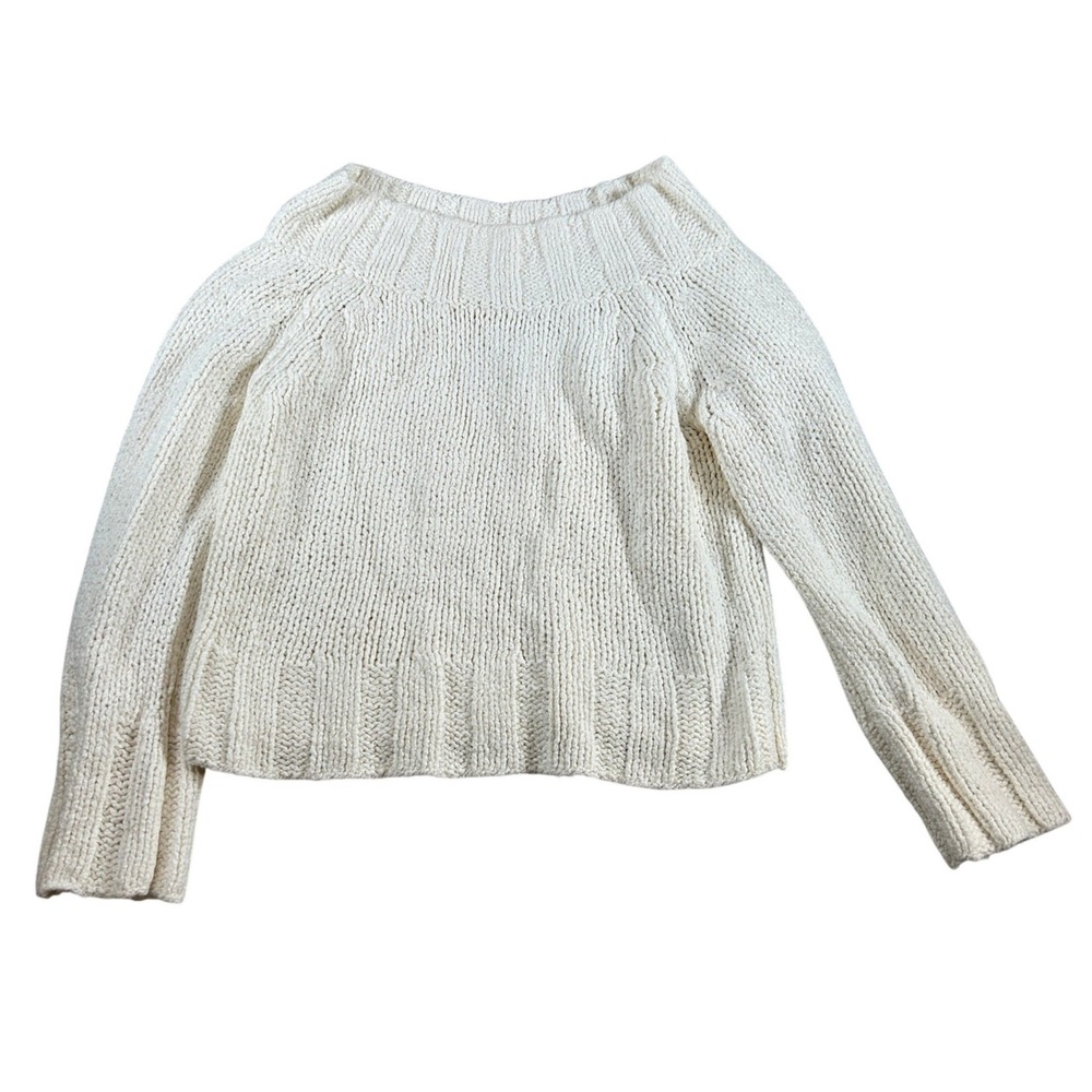Free People Cream Knit Boat Neck Sweater Size S